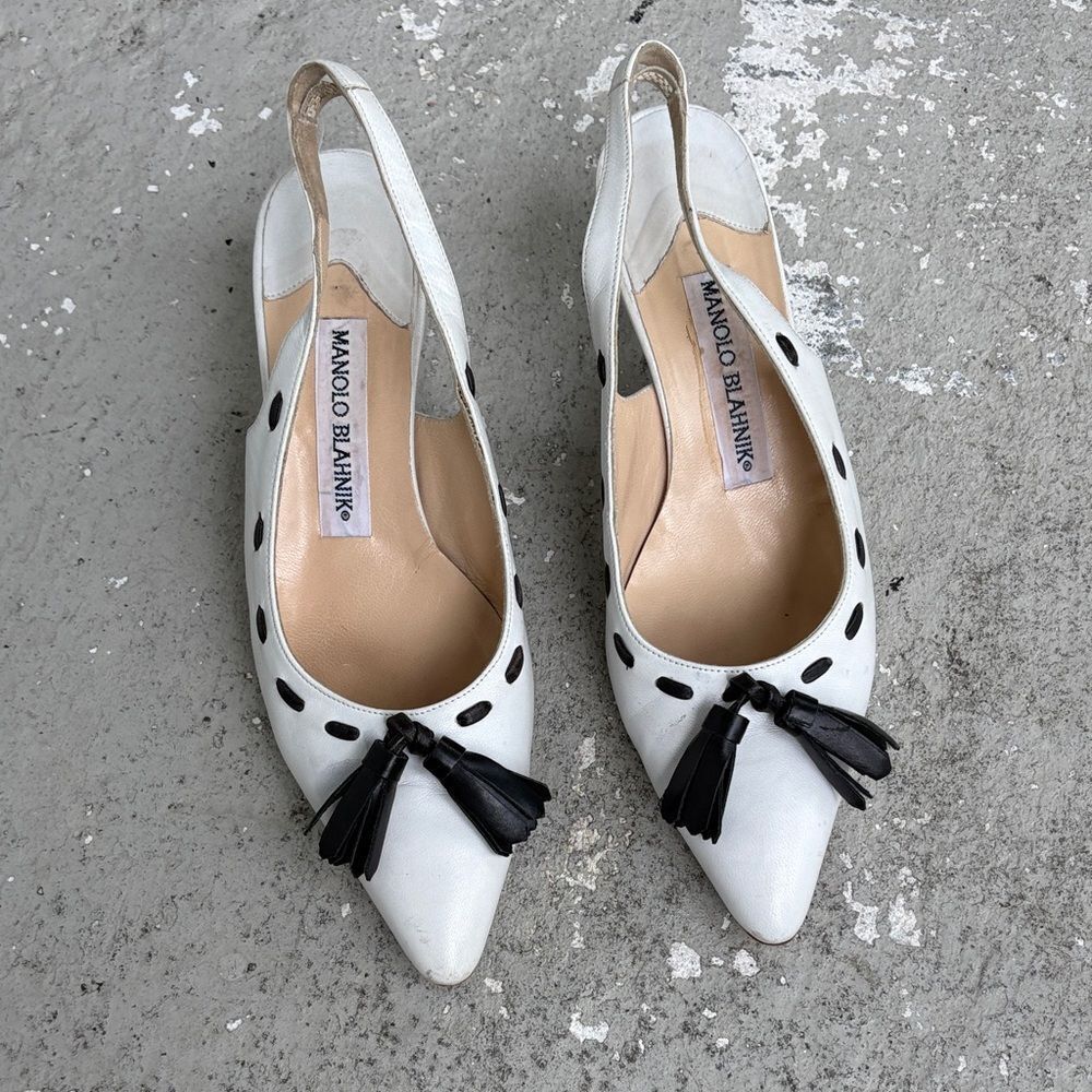 Manolo Blahnik kitten heel slingbacks